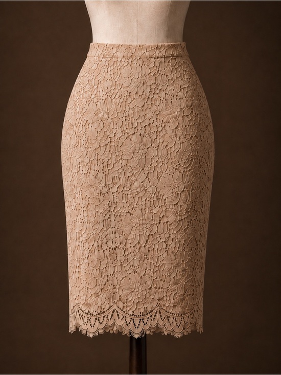 Topshop Dresses & Skirts - Topshop Nude Beige Floral Lace Pencil Midi Skirt Size 6 Like New